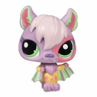 lps bat with green wings and accents, and a pink ring around it's eye