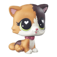 lps calico cat with heart-shines in it's eyes and a furry chest