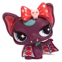 lps vampire bat with plaid wings and a skull bow