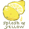 a sliced lemon with the caption splash of yellow